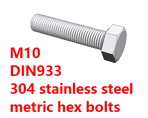 304 stainless steel 18-8 metric hex screws M10*1.5