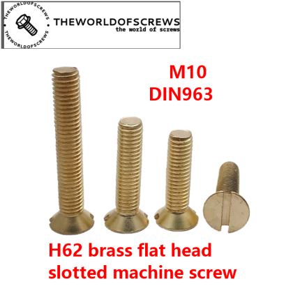 M10 metric H62 brass flat head slotted machine screw DIN963