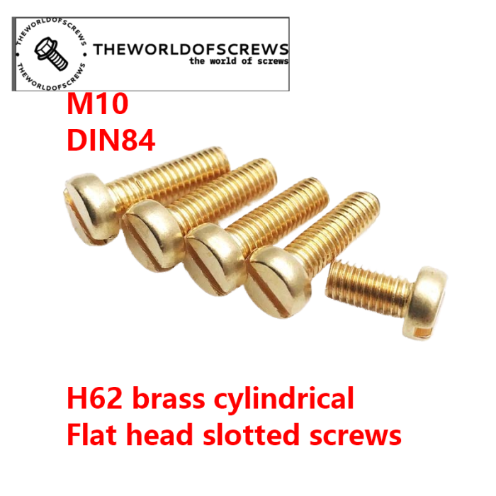 M10 Metric H62 brass cylindrical flat head slotted screws DIN84