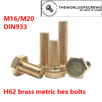 H62 brass hex screws bolts metric M16/M20 DIN933