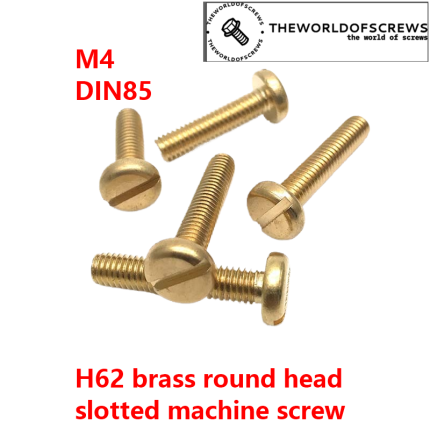 M4 metric H62 brass round head slotted machine screw DIN85