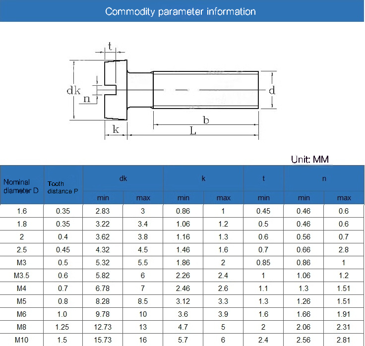 H62 brass cylindrical flat head slotted screws